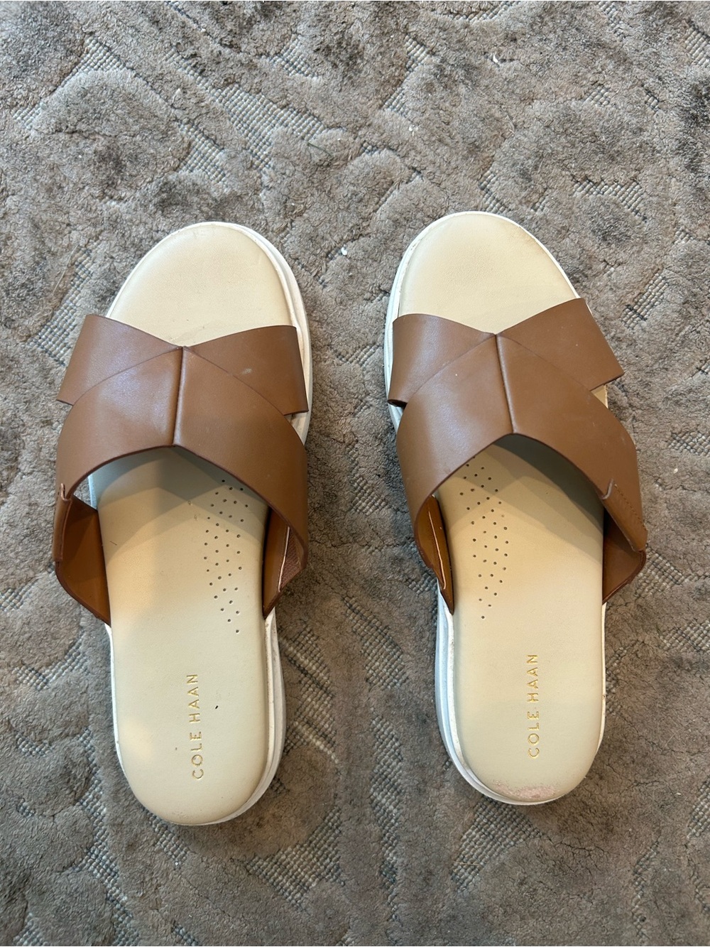 Cole Haan Women's tan Leather Slide Sandals